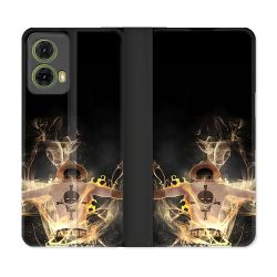 Housse cuir portefeuille Pour Motorola G85 5G Manga One Piece Ace Noir