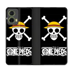 Housse cuir portefeuille Pour Motorola G85 5G Manga One Piece Tete de Mort