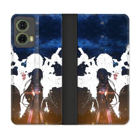 Housse cuir portefeuille Pour Motorola G85 5G Manga SAO sword Art Online Asuna