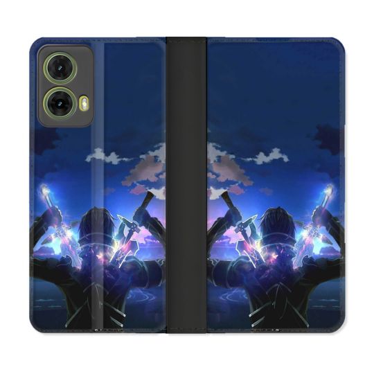 Housse cuir portefeuille Pour Motorola G85 5G Manga SAO sword Art Online Epee