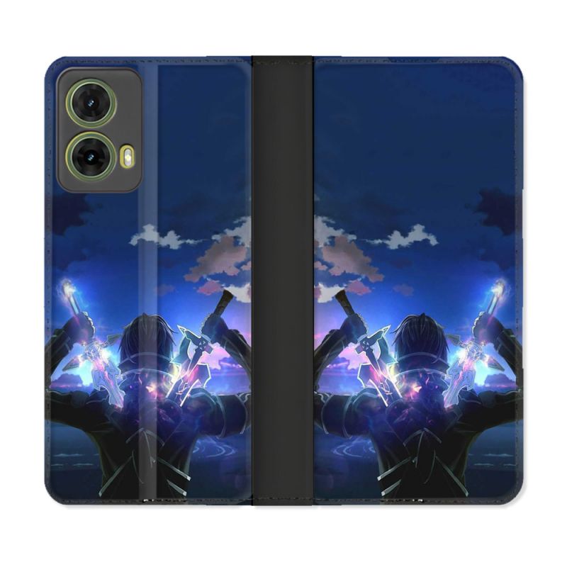 Housse cuir portefeuille Pour Motorola G85 5G Manga SAO sword Art Online Epee