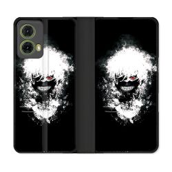 Housse cuir portefeuille Pour Motorola G85 5G Manga Tokyo Ghoul Kaneki Tag