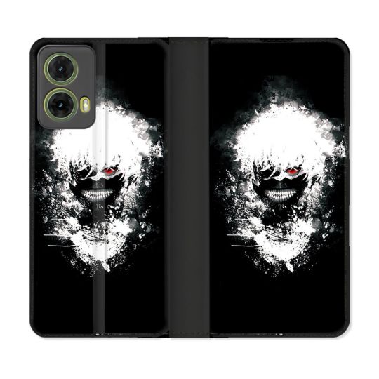 Housse cuir portefeuille Pour Motorola G85 5G Manga Tokyo Ghoul Kaneki Tag