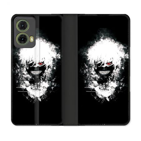 Housse cuir portefeuille Pour Motorola G85 5G Manga Tokyo Ghoul Kaneki Tag