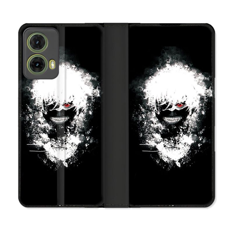 Housse cuir portefeuille Pour Motorola G85 5G Manga Tokyo Ghoul Kaneki Tag