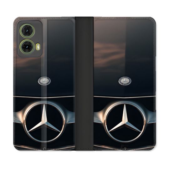 Housse cuir portefeuille Pour Motorola G85 5G Mercedes Calendre