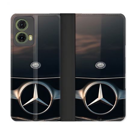 Housse cuir portefeuille Pour Motorola G85 5G Mercedes Calendre