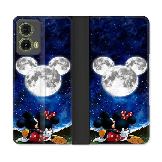 Housse cuir portefeuille Pour Motorola G85 5G Mickey Minnie