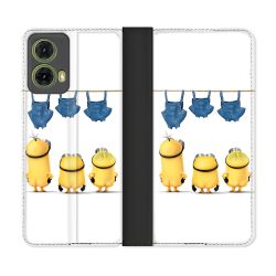 Housse cuir portefeuille Pour Motorola G85 5G Minions Nus