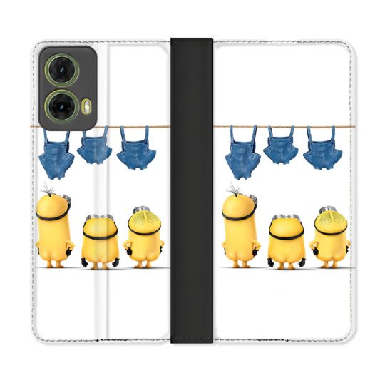 Housse cuir portefeuille Pour Motorola G85 5G Minions Nus