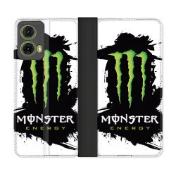Housse cuir portefeuille Pour Motorola G85 5G Monster Energy Tache