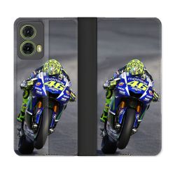 Housse cuir portefeuille Pour Motorola G85 5G Moto Course GP Wheeling 46