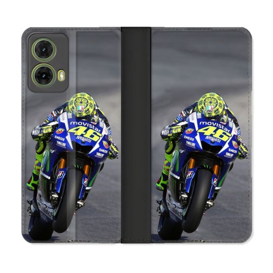 Housse cuir portefeuille Pour Motorola G85 5G Moto Course GP Wheeling 46