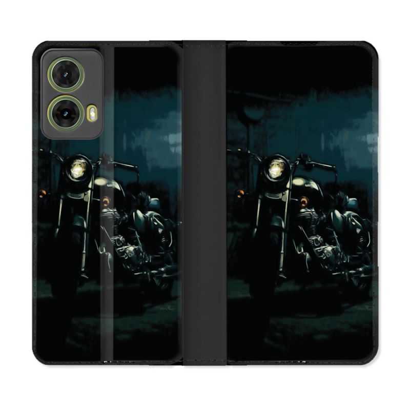 Housse cuir portefeuille Pour Motorola G85 5G Moto Harley Vintage