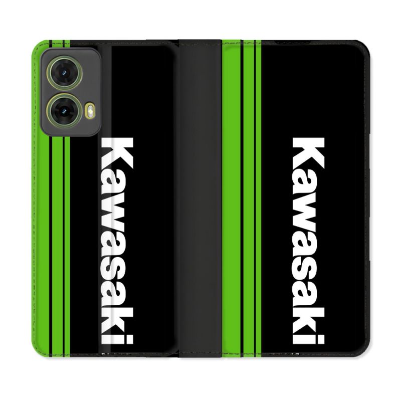 Housse cuir portefeuille Pour Motorola G85 5G Moto Kawasaki