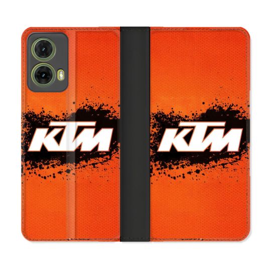 Housse cuir portefeuille Pour Motorola G85 5G Moto KTM