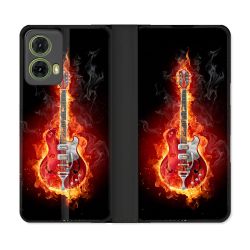 Housse cuir portefeuille Pour Motorola G85 5G Musique Guitare Electrique