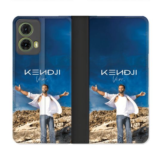 Housse cuir portefeuille Pour Motorola G85 5G Musique Kendji