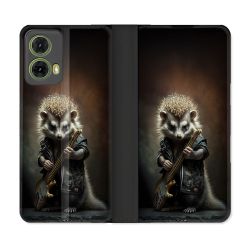 Housse cuir portefeuille Pour Motorola G85 5G Musique Rock Herisson