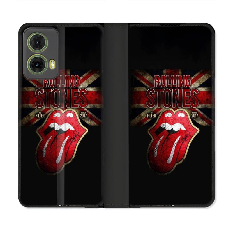 Housse cuir portefeuille Pour Motorola G85 5G Musique Rolling Stones