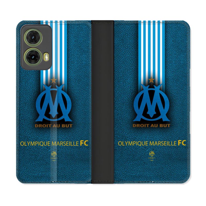 Housse cuir portefeuille Pour Motorola G85 5G Olympique Marseille OM Bande