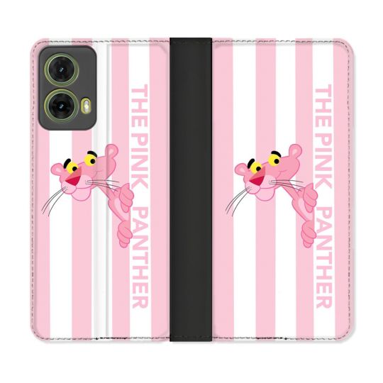 Housse cuir portefeuille Pour Motorola G85 5G Panthere Rose
