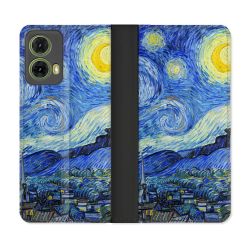 Housse cuir portefeuille Pour Motorola G85 5G Peinture La nuit étoilée