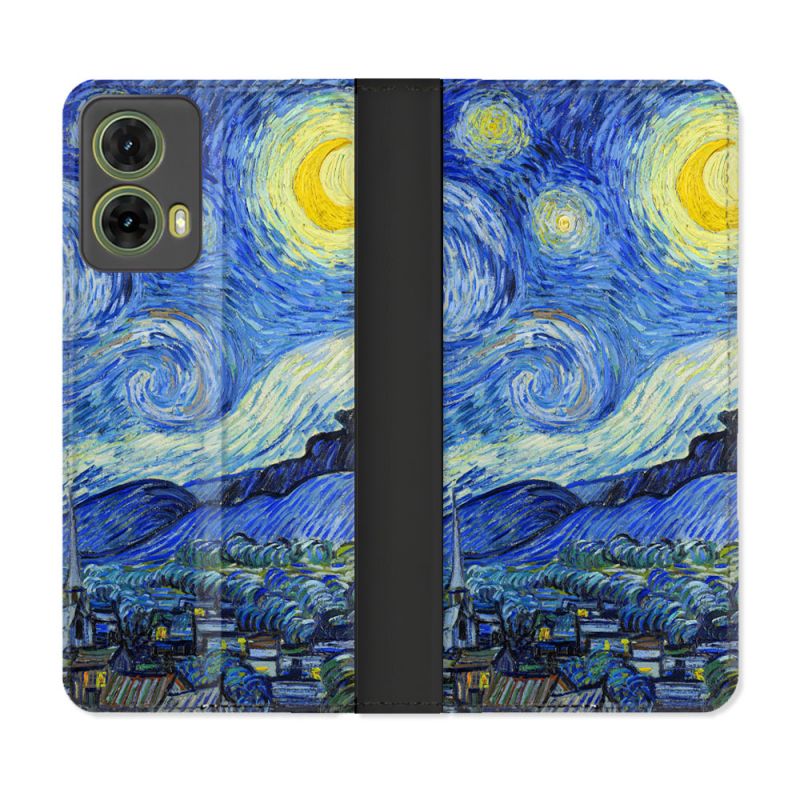 Housse cuir portefeuille Pour Motorola G85 5G Peinture La nuit étoilée