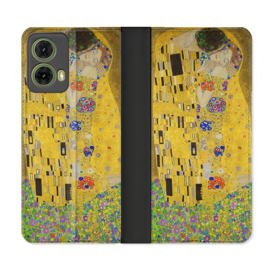 Housse cuir portefeuille Pour Motorola G85 5G Peinture Le Baiser