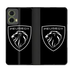 Housse cuir portefeuille Pour Motorola G85 5G Peugeot