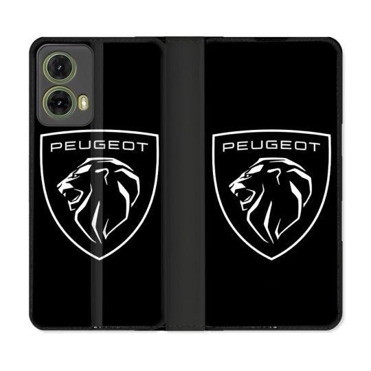 Housse cuir portefeuille Pour Motorola G85 5G Peugeot