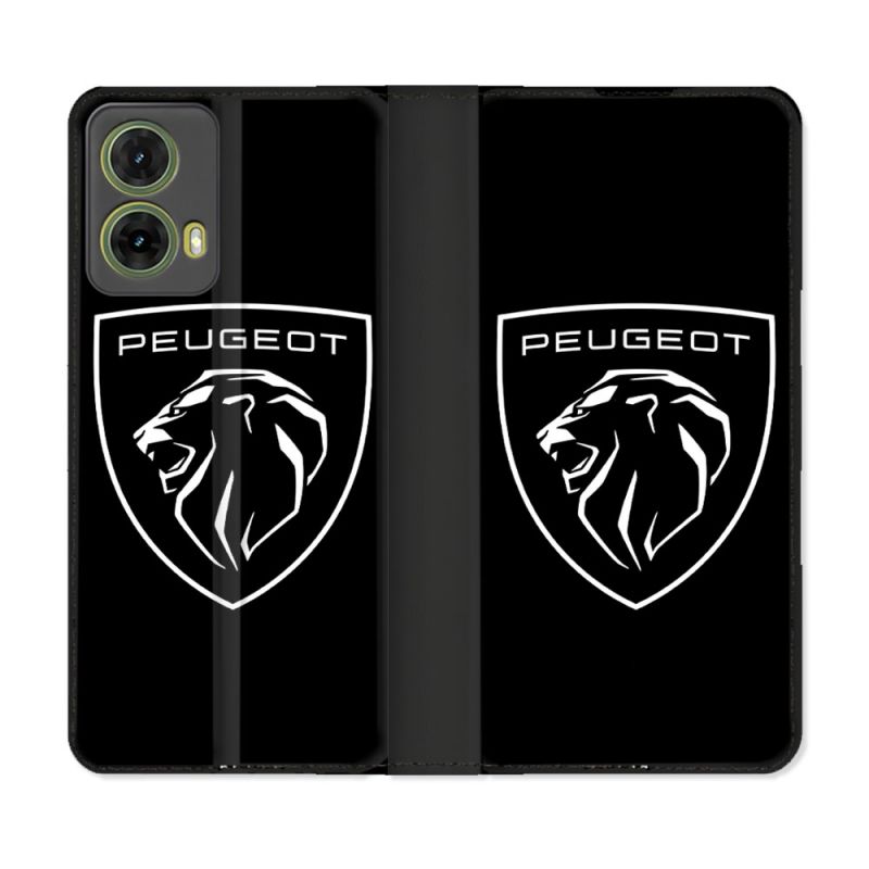 Housse cuir portefeuille Pour Motorola G85 5G Peugeot