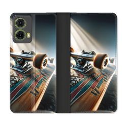 Housse cuir portefeuille Pour Motorola G85 5G Planche Skate