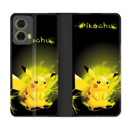 Housse cuir portefeuille Pour Motorola G85 5G Pokemon Pikachu Eclair