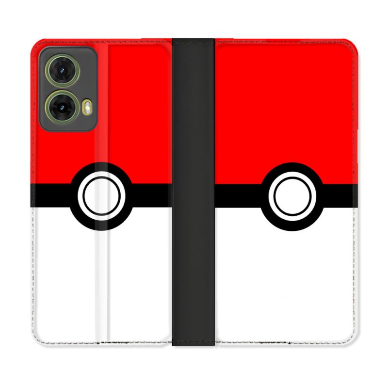 Housse cuir portefeuille Pour Motorola G85 5G Pokemon Pokeball