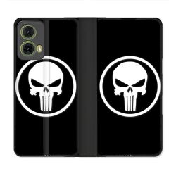Housse cuir portefeuille Pour Motorola G85 5G Punisher