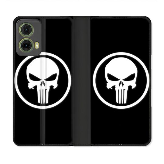 Housse cuir portefeuille Pour Motorola G85 5G Punisher