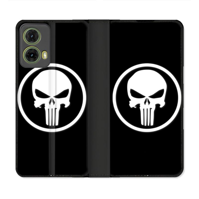 Housse cuir portefeuille Pour Motorola G85 5G Punisher