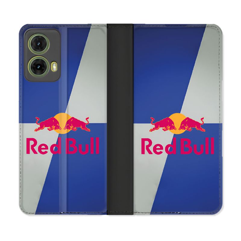 Housse cuir portefeuille Pour Motorola G85 5G Red Bull Classique
