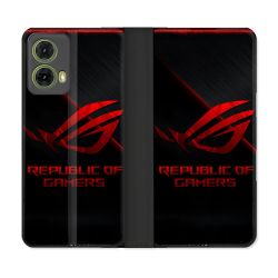Housse cuir portefeuille Pour Motorola G85 5G ROG Rouge