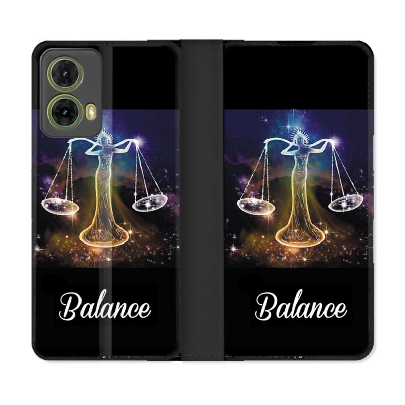 Housse cuir portefeuille Pour Motorola G85 5G Signe Zodiaque 2 Balance