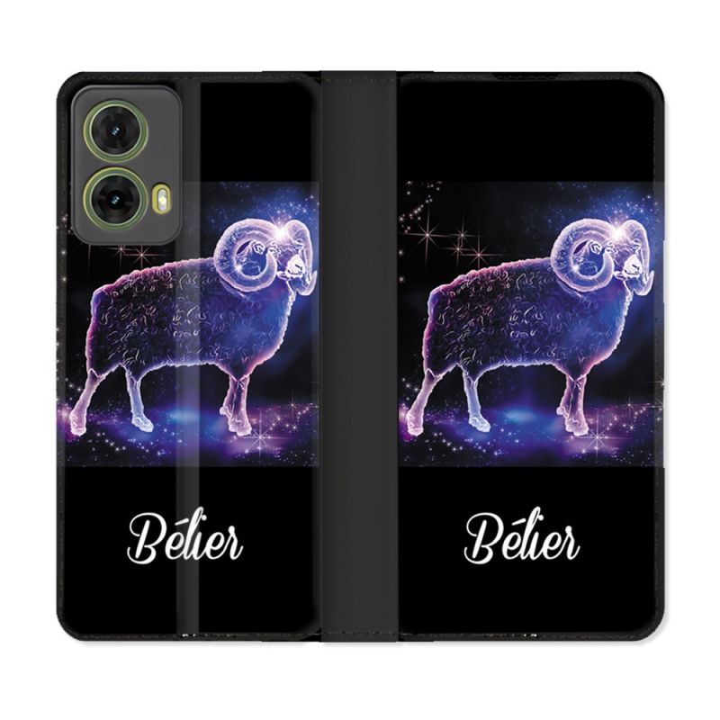 Housse cuir portefeuille Pour Motorola G85 5G Signe Zodiaque 2 Bélier