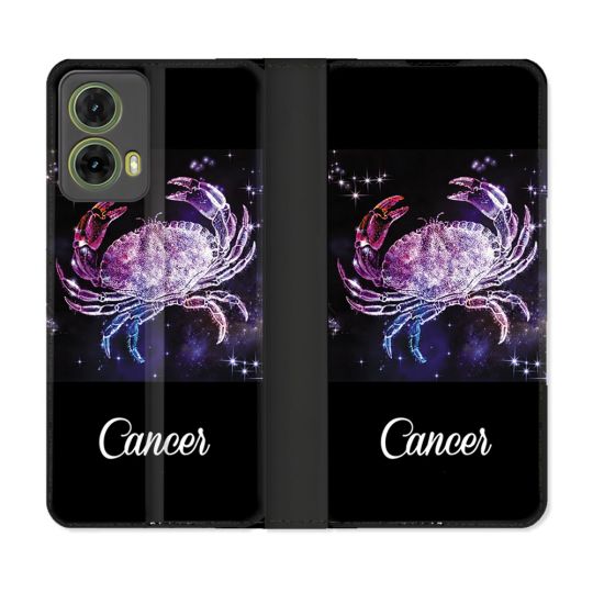 Housse cuir portefeuille Pour Motorola G85 5G Signe Zodiaque 2 Cancer