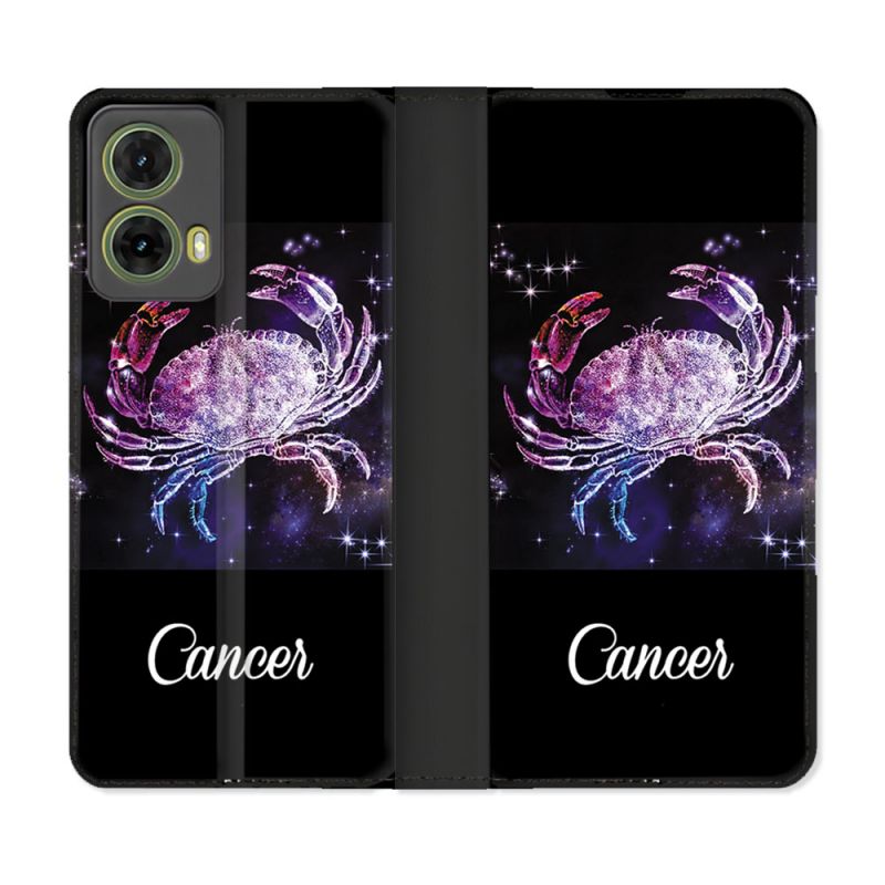 Housse cuir portefeuille Pour Motorola G85 5G Signe Zodiaque 2 Cancer