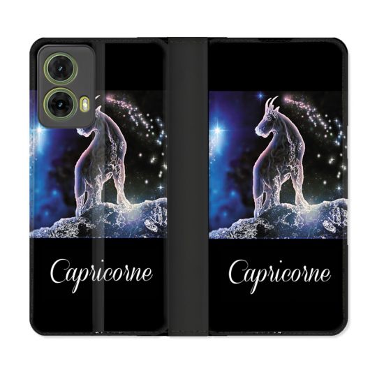 Housse cuir portefeuille Pour Motorola G85 5G Signe Zodiaque 2 Capricorne