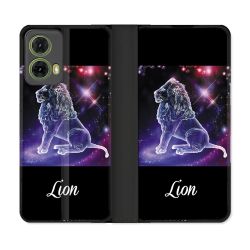 Housse cuir portefeuille Pour Motorola G85 5G Signe Zodiaque 2 Lion