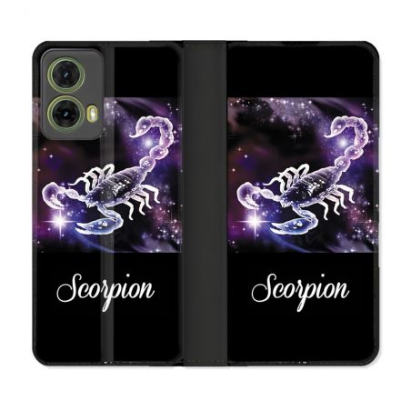 Housse cuir portefeuille Pour Motorola G85 5G Signe Zodiaque 2 Scorpion
