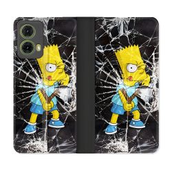 Housse cuir portefeuille Pour Motorola G85 5G Simpson Bart