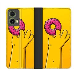 Housse cuir portefeuille Pour Motorola G85 5G Simpson Donuts