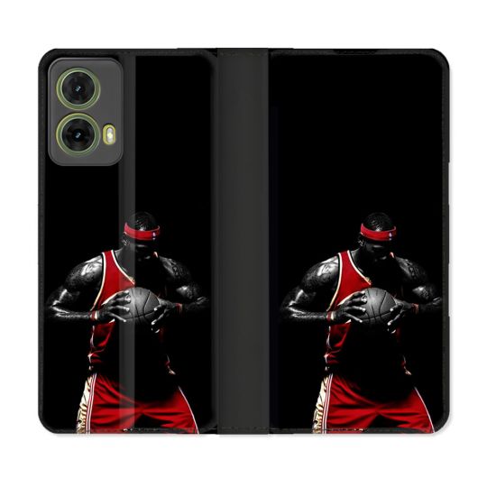 Housse cuir portefeuille Pour Motorola G85 5G Sport Basketeur
